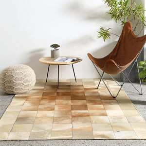 Cream and Fawn Square Patchwork Hide Rug - Staunton and Henry