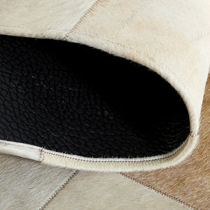 Cream and Fawn Square Patchwork Hide Rug - Staunton and Henry