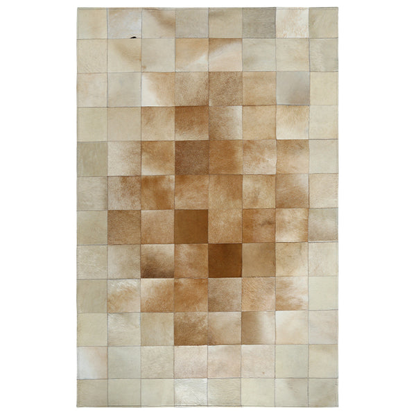 Cream and Fawn Square Patchwork Hide Rug - Staunton and Henry