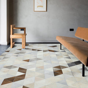 Cream and Fawn Triangle Patchwork Hide Rug - Staunton and Henry