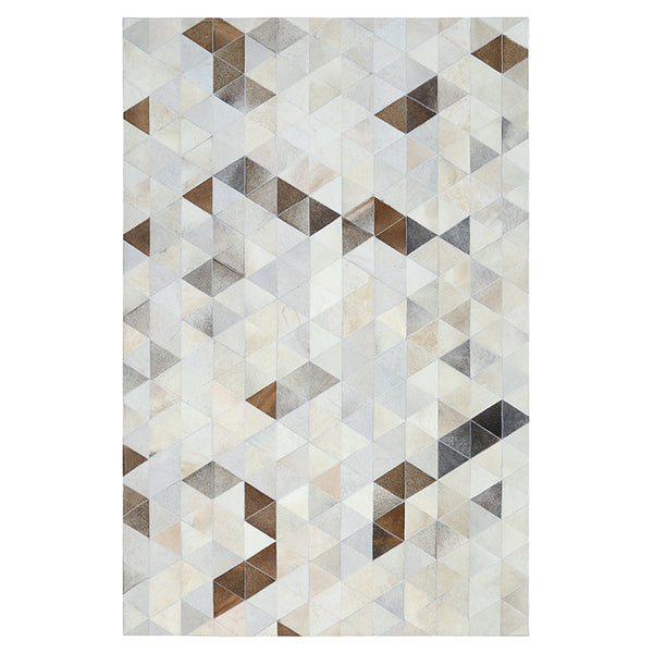Cream and Fawn Triangle Patchwork Hide Rug - Staunton and Henry