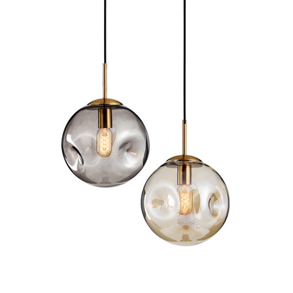 Modern Brass Pendant With Dimpled Glass Shade - Staunton and Henry