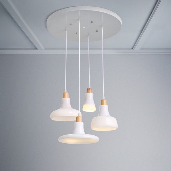 Modern Frosted White Pendant Light Set with Ceiling Mount - Staunton and Henry