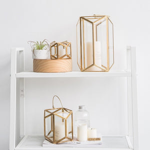Modern Gold and Glass Geometric Lantern - Staunton and Henry