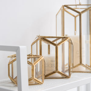 Modern Gold and Glass Geometric Lantern - Staunton and Henry