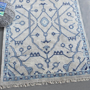 Aziz Blue and White Wool Rug - Staunton and Henry