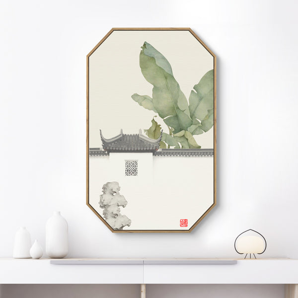Wide Floral Oriental Wall Art With Wood Frame - Staunton and Henry