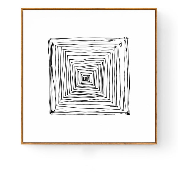Abstract Black and White Wall Art With Wood Frame - Staunton and Henry