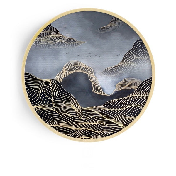 Modern Round Oriental Wall Art With Wood Frame - Staunton and Henry