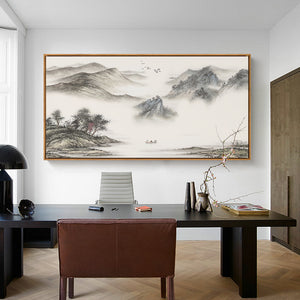 Misty Mountains Oriental Wall Art With Frame - Staunton and Henry