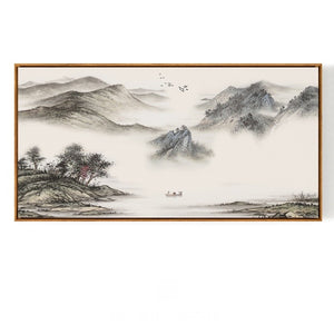 Misty Mountains Oriental Wall Art With Frame - Staunton and Henry