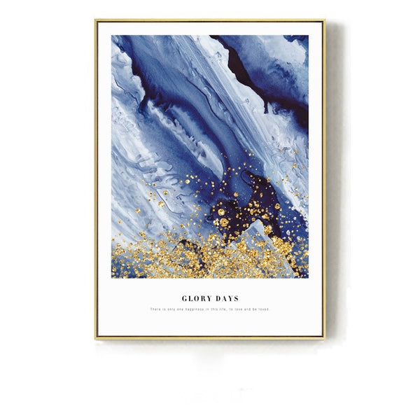 Inspirational Blue and Gold Wall Art With Frame - Staunton and Henry