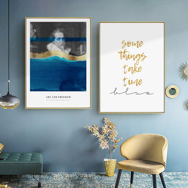 Inspirational Blue and Gold Wall Art With Frame - Staunton and Henry