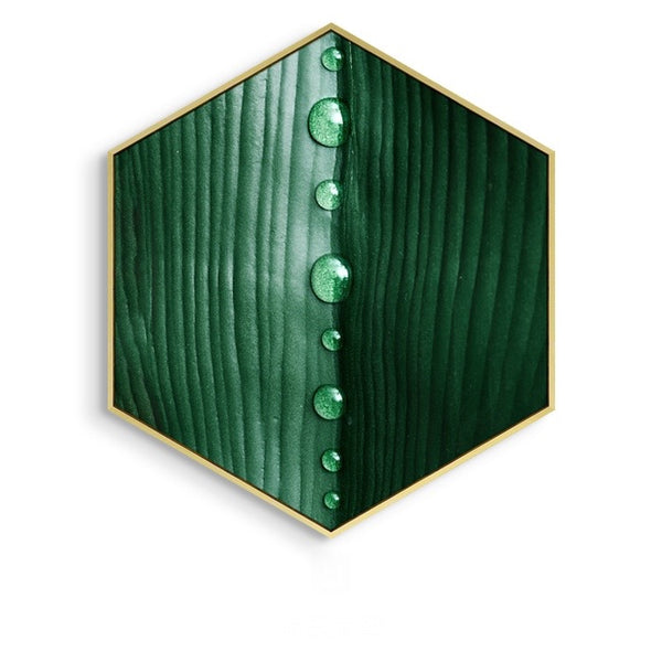 Hexagon Green Leaf Wall Art With Frame - Staunton and Henry