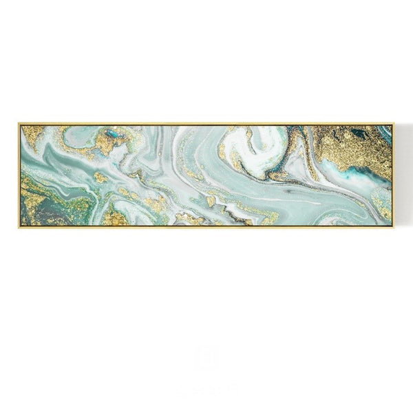Gold and Turquoise Abstract Wall Art With Frame - Staunton and Henry