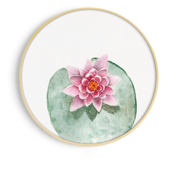 Round Pink Oriental Wall Art With Frame - Staunton and Henry