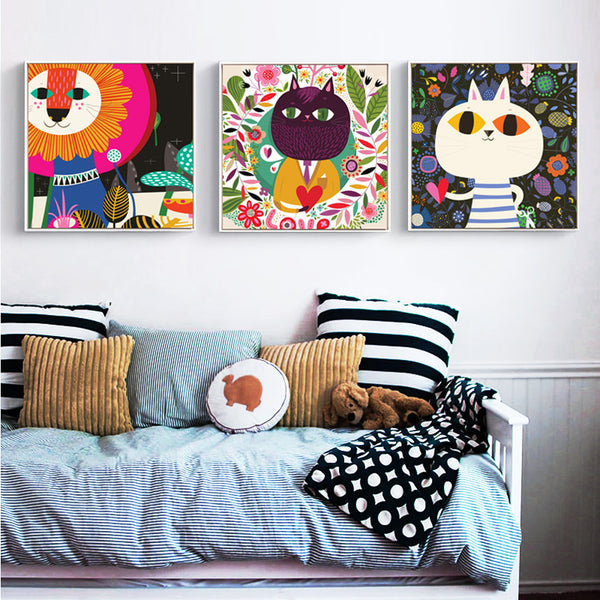 Colorful Kids Animal Wall Art With Frame - Staunton and Henry