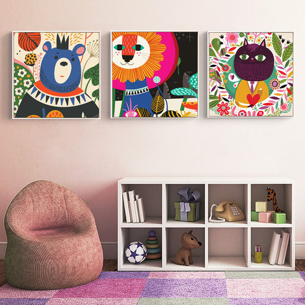 Colorful Kids Animal Wall Art With Frame - Staunton and Henry