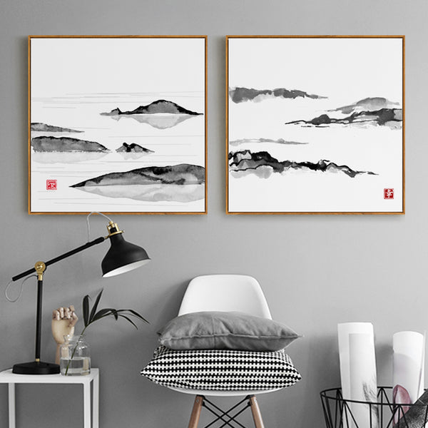 Japanese Mountain Wall Art With Frame - Staunton and Henry