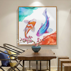 Watercolor Koi Fish Art With Frame - Staunton and Henry