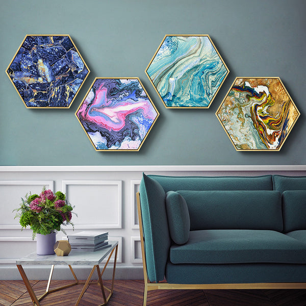 Hexagon Poured Liquid Wall Art With Frame - Staunton and Henry