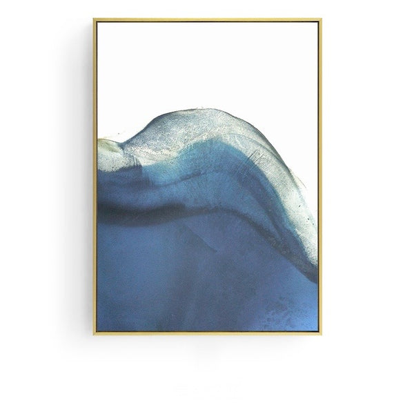 Abstract Blue and White Wall Art With Frame - Staunton and Henry