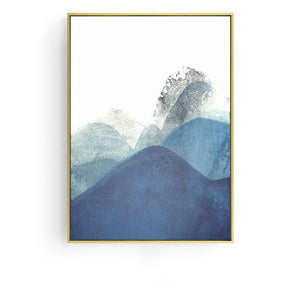 Abstract Blue and White Wall Art With Frame - Staunton and Henry