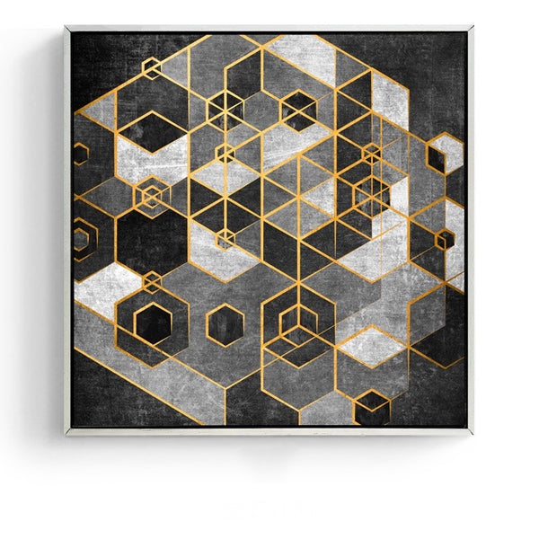 Black and Gold Abstract Wall Art With Frame - Staunton and Henry