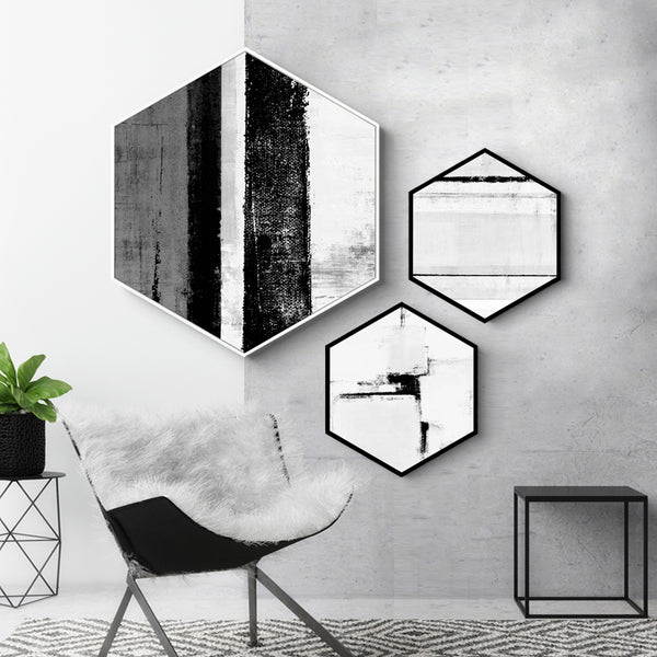 Buy Hexagon Black and White With Frame and Wall Henry 30% Off Art Staunton at –