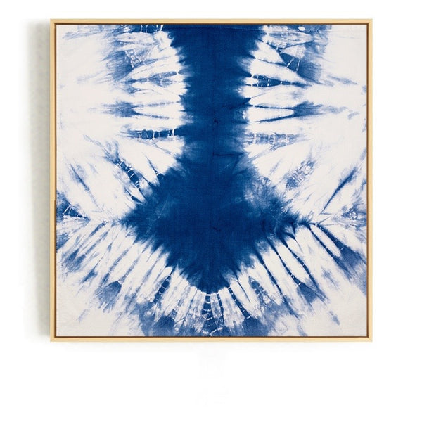 Blue and White Tie Dye Wall Art With Frame - Staunton and Henry