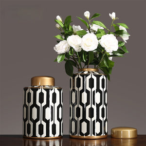 Round Black and White Urn Vase - Staunton and Henry
