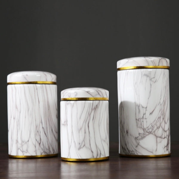 White Marble Pattern Urn Vase - Staunton and Henry