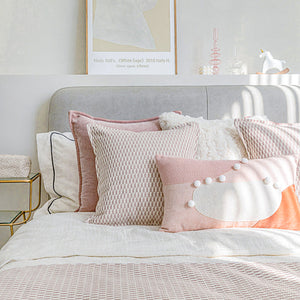 Pink and White Geometric Pattern Bed Cushion Set - Staunton and Henry