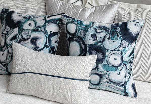 Grey And Blue Agate Pattern Bed Cushion Set - Staunton and Henry