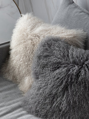 Plush Tibetan Wool Sheepskin Throw Cushion - Staunton and Henry