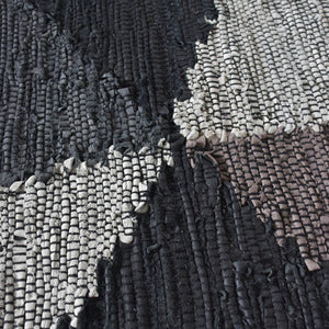 Raphael Black and Grey Woven Leather Rug - Staunton and Henry