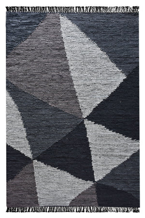 Raphael Black and Grey Woven Leather Rug - Staunton and Henry