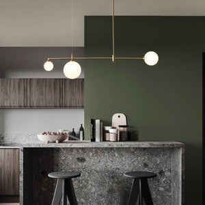 Minimalist Gold and Glass Island Chandelier - Staunton and Henry
