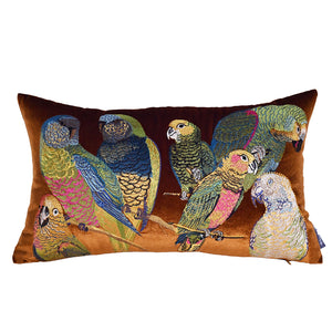 Parrot Embroidered Throw Cushion - Staunton and Henry