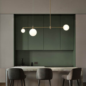 Minimalist Gold and Glass Island Chandelier - Staunton and Henry