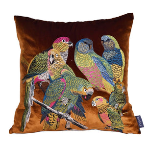 Parrot Embroidered Throw Cushion - Staunton and Henry