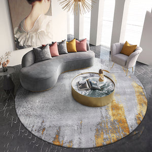 Abstract Gold and Grey Round Rug - Staunton and Henry