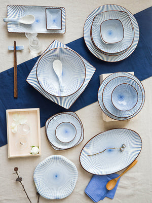 Modern Oriental Ceramic Plate in Starburst Pattern - Staunton and Henry