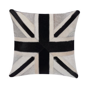 Cream and Grey Cowhide Throw Cushion - Staunton and Henry