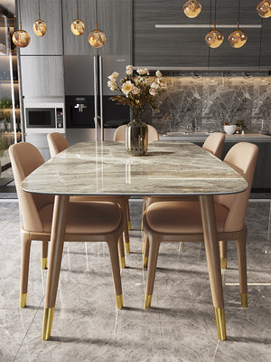 Evoke Gray Marble Pattern Dining Table - Staunton and Henry
