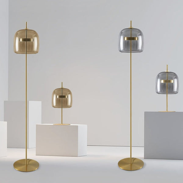 Stellar Modern Glass and Gold Floor Lamp - Staunton and Henry