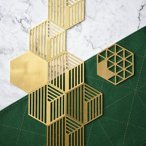 Geometric Brass Coasters - Set of 5 - Staunton and Henry