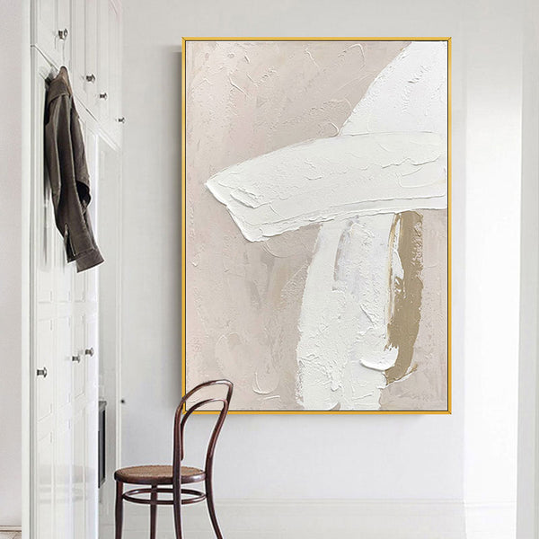Modern Abstract Beige and White Oil Painting - Staunton and Henry