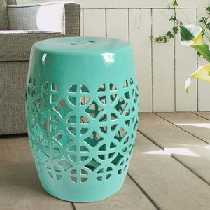 Turqoise Ceramic Chinese Drum Stool - Staunton and Henry
