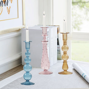 Modern Vintage Glass Candlestick Holders - Staunton and Henry